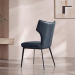 Load image into Gallery viewer, Modern Faux Leather Dining Chair with Sculpted High Back Black Metal Legs 1 Piece
