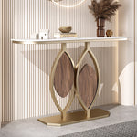 Load image into Gallery viewer, Modern Sintered Stone Entryway Console Table with Gold Metal Artistic Base
