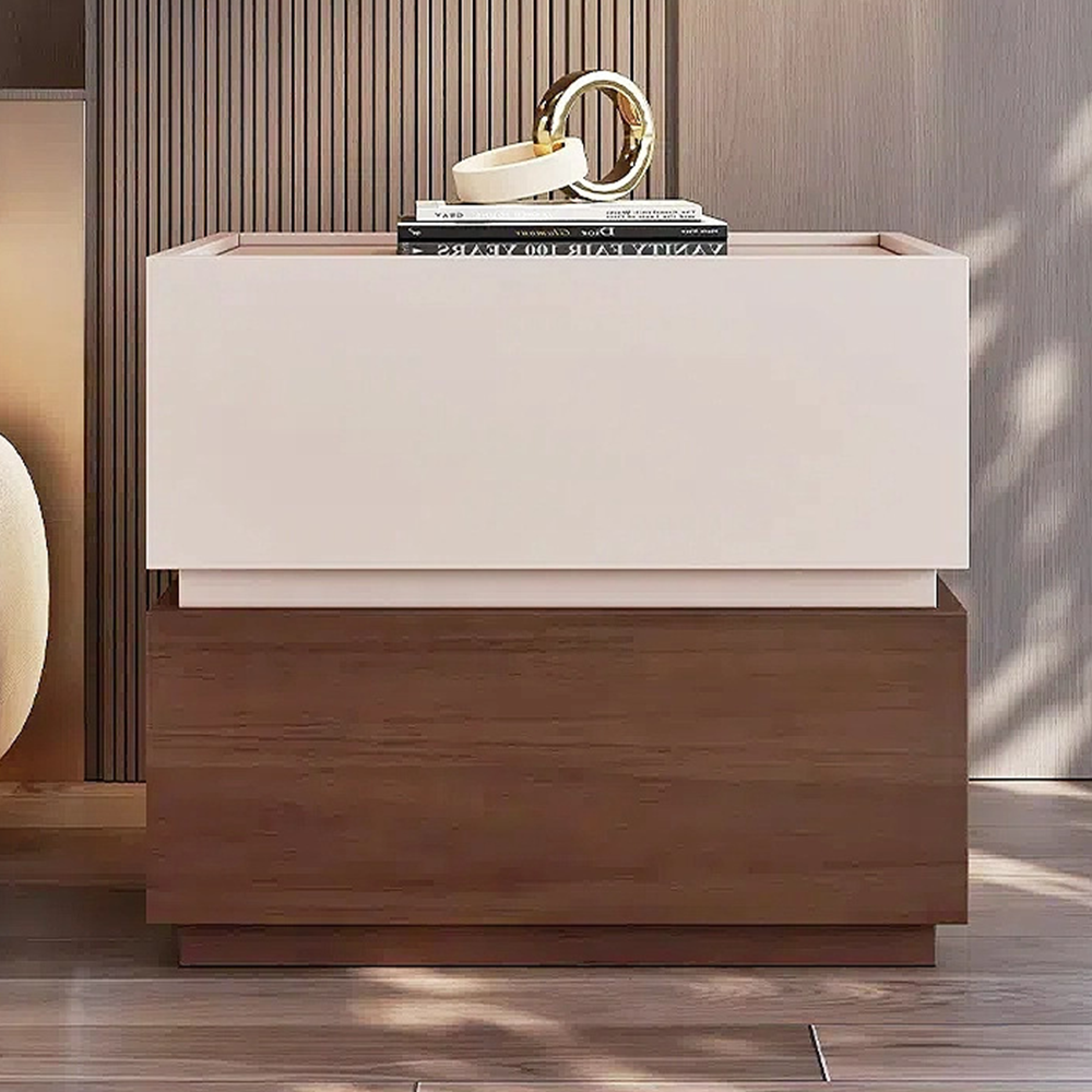 Modern Two-Tone Bedside Table with Clean-Lined Drawer