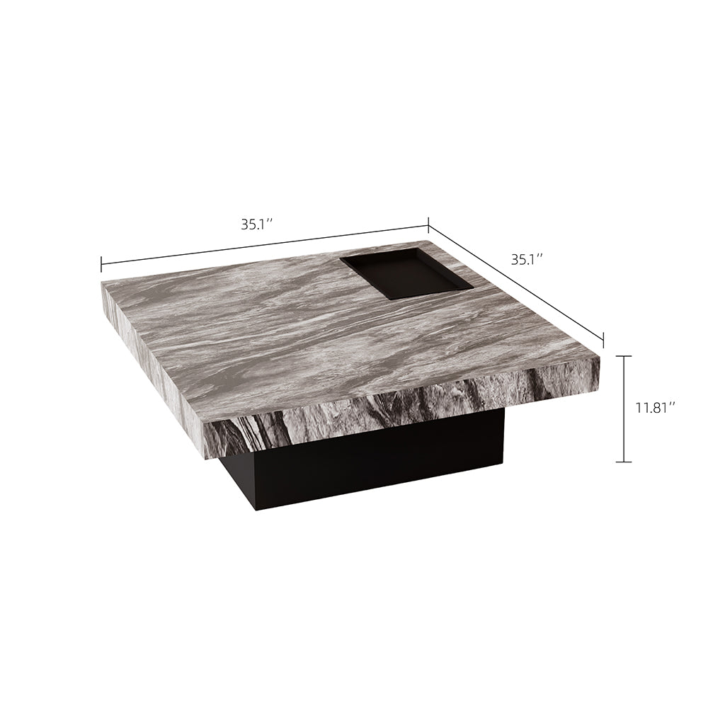 35.1″ Square Coffee Table with Built-in Tray Modern Luxury Design Durable and Easy to Clean for Living Room