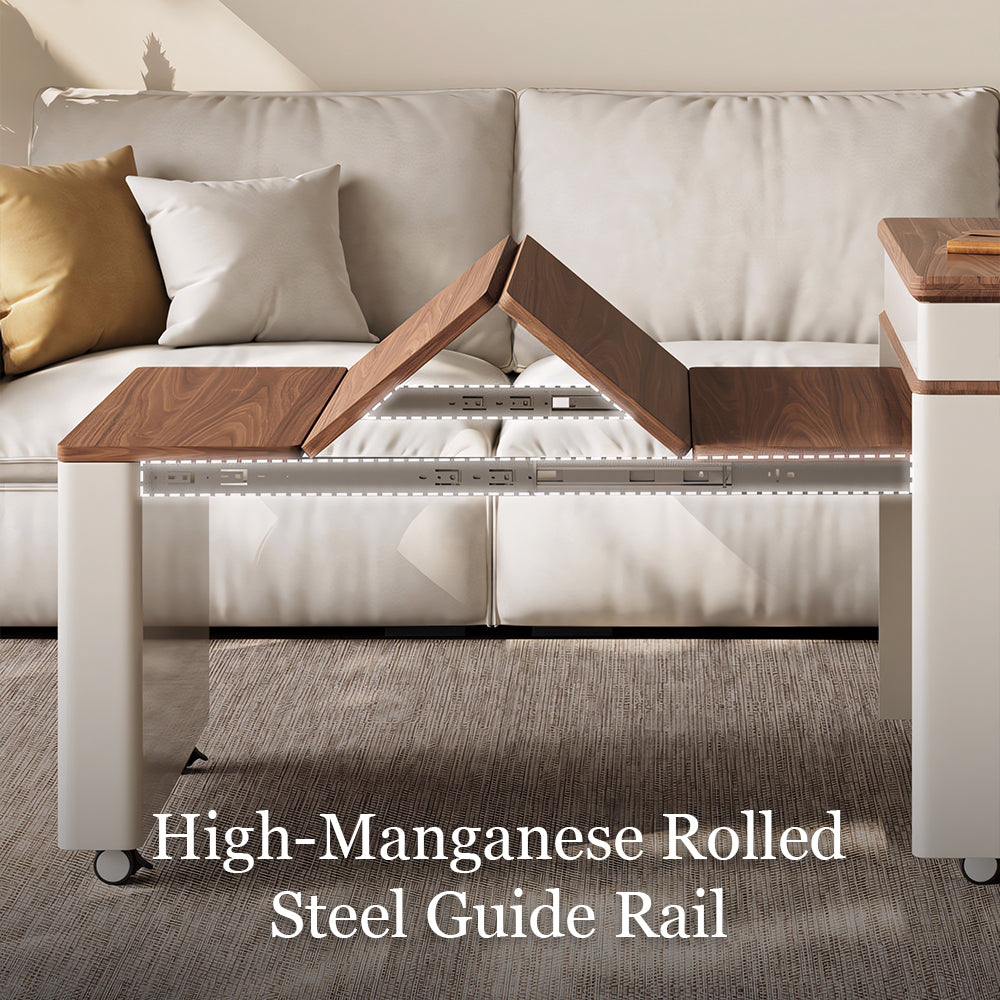 Modern Lift Top Coffee Table with Storage Extendable Wooden Coffee Table with Open Shelves Multi-Functional Living Room Table