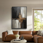 Load image into Gallery viewer, Handcrafted Elegance Golden Glow and Ink Shadow Harmony Painting
