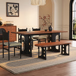 Load image into Gallery viewer, Modern Solid Wood Dining Table Rectangular Walnut Finish Dining Table with Sculptural Pedestal Base
