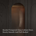 Load image into Gallery viewer, Luxury 3-Door Black Wardrobe with Ribbed Glass Panel Multi-Section Storage with Drawers and Hanging Space
