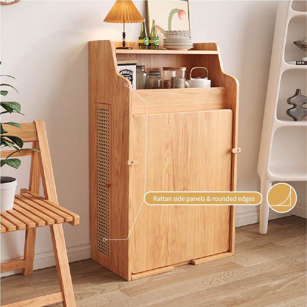 69'' Rattan Dining Cabinet Table Set Foldable Storage Multi-Chair Design Solid Wood Finish