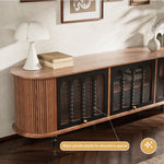 Load image into Gallery viewer, 78&quot; Retro TV Stand Curved Edge Design Arched Glass Doors Long Storage Cabinet Vintage Style Unit

