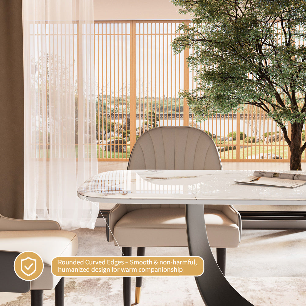 Square Dining Table Contemporary U-Shaped Metal Base Perfect for 4-6 People