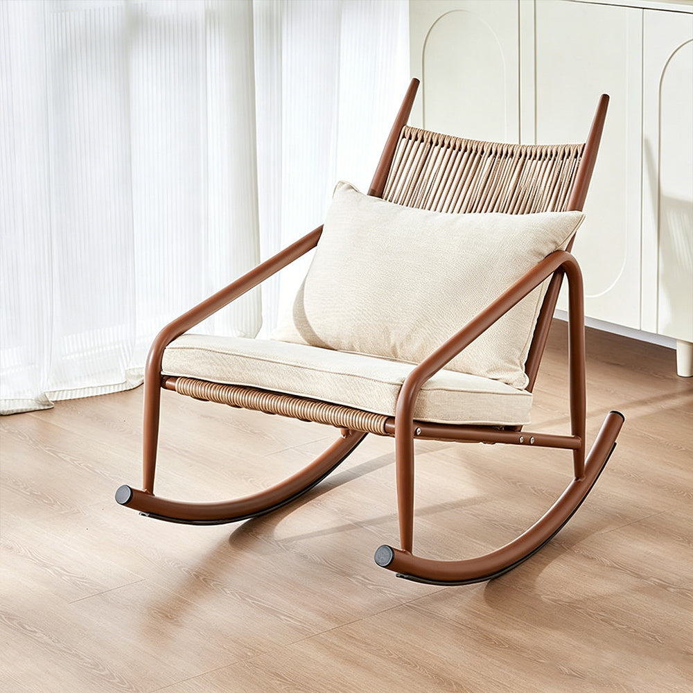 Outdoor Woven Rocking Chair with Cushions