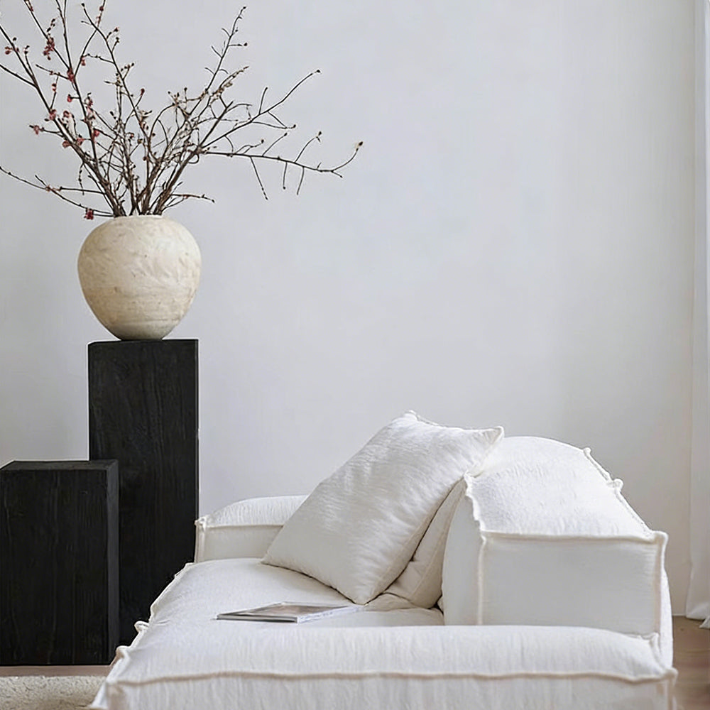 Modern Modular Sectional Sofa Removable Washable Cover Cream Upholstery Minimalist Low Profile Design