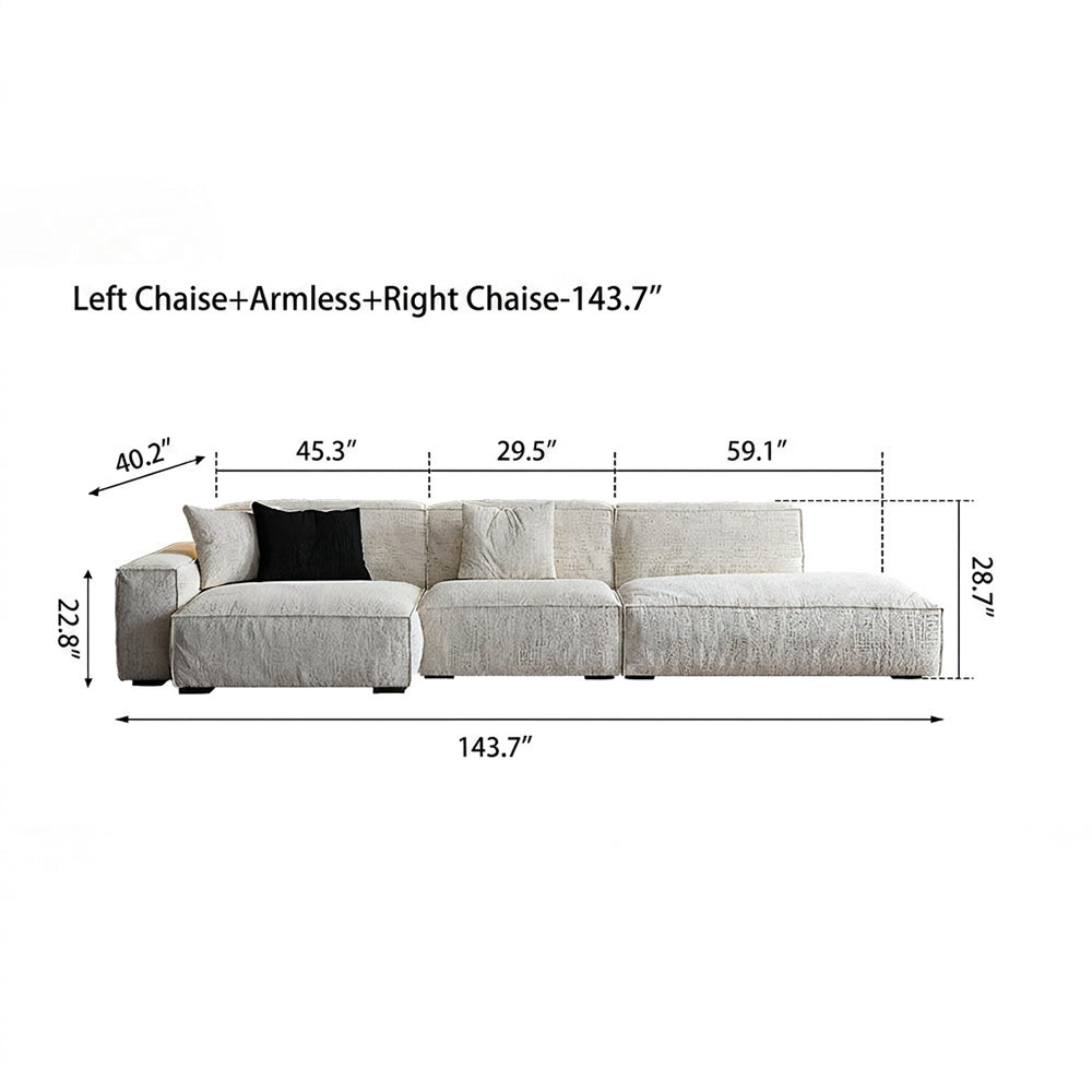 Modern Oversized Sectional Sofa with Deep Seat Chaise and Textured Upholstery