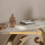 Load image into Gallery viewer, Gold Bird Feather Base Marble Console Table
