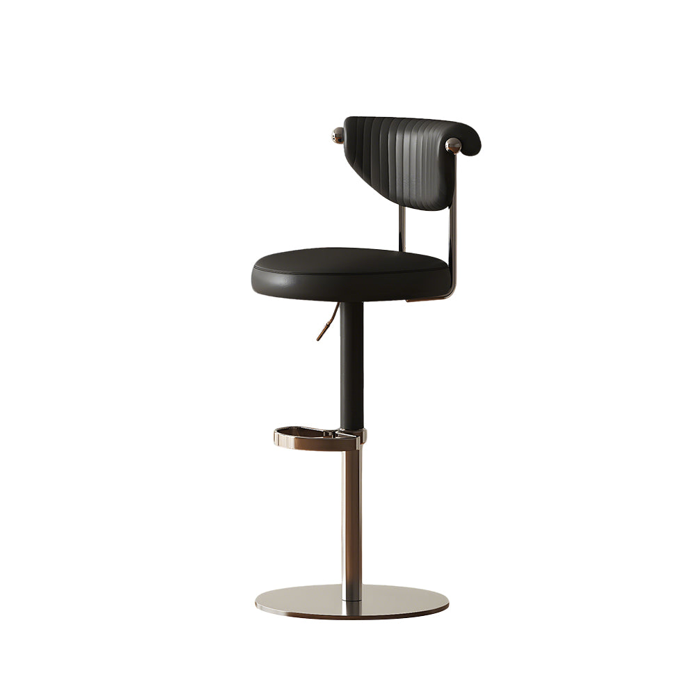 1 Piece Modern Adjustable Bar Stool with Geometric Woven Velvet Upholstery and Stainless Steel Base