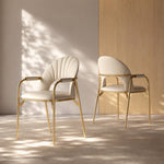 Load image into Gallery viewer, Modern Upholstered Dining Chair Set of 2 with Gold Stainless Steel Frame and Curved Backrest
