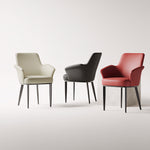 Load image into Gallery viewer, Modern Faux Leather Dining Chair with Curved Armrests and Metal Legs 1 Piece
