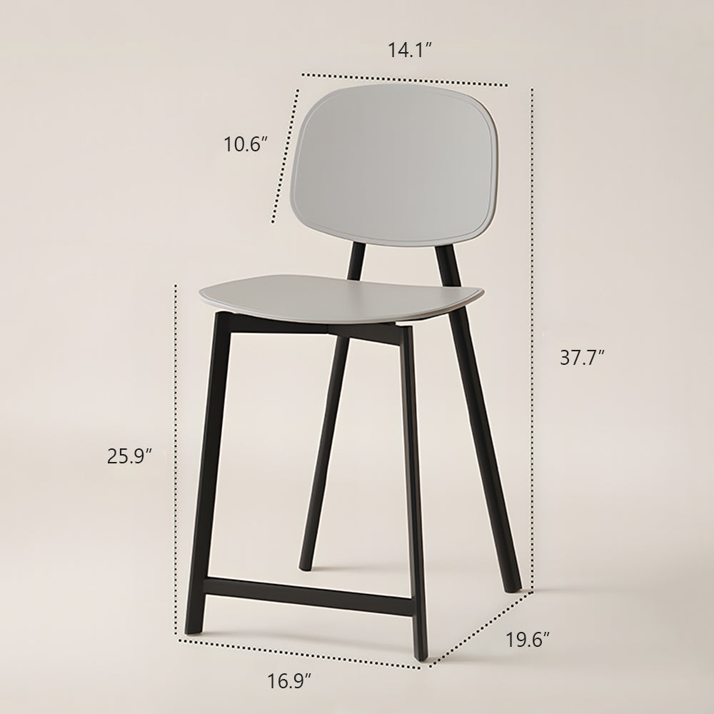 Modern Minimalist Bar Stool Black Metal Counter Chair with White Curved Backrest 1 Piece