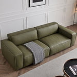 Load image into Gallery viewer, Modern Leather Sofa Boxy Low-Profile Design with Wide Arms
