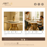 Load image into Gallery viewer, Vintage Marble Effect Dining Table With Royal Style Stainless Steel Base &amp; Lazy Susa
