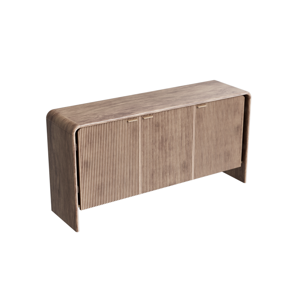 58.5" Sideboard Modern Minimalist Wooden Cabinet with Fluted Doors and Ample Storage