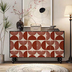 Load image into Gallery viewer, 59'' Vintage Hand-Painted Sideboard Artistic Retro Buffet Cabinet with Bold Geometric Patterns
