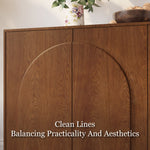 Load image into Gallery viewer, 54.6'' Modern Wood Sideboard Cabinet with Elegant Arched Panel Doors Spacious Storage &amp; Warm Natural Finish for Dining and Living Spaces
