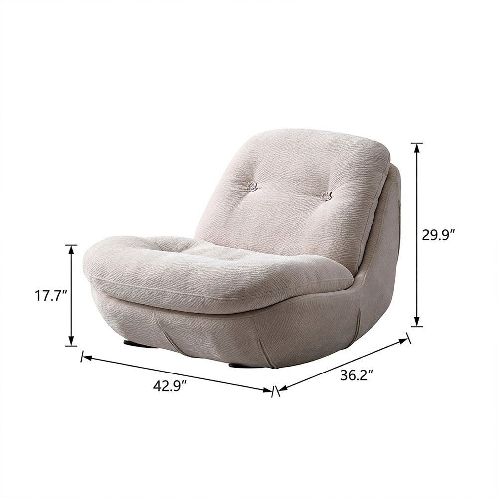 Modern Low Lounge Chair with Plush Cushioning and Rounded Silhouette