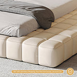 Load image into Gallery viewer, Modern Minimalist Modular Bed with Soft Cushioned Edges Ultra-Fiber Leather Steel-Wood Slatted Frame
