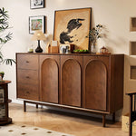 Load image into Gallery viewer, 47.2''/62.9'' Modern Solid Wood Sideboard Cabinet Storage Buffet with Drawers &amp; Arched Door Design
