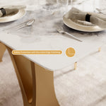 Load image into Gallery viewer, Square Dining Table with Sculptural Gold Base and Exquisite Marble-Look Surface for 4-6 People
