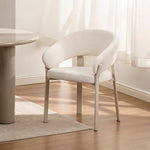 Load image into Gallery viewer, Modern Upholstered Dining Chair Curved Armrest Accent Chair with Soft Textured Fabric
