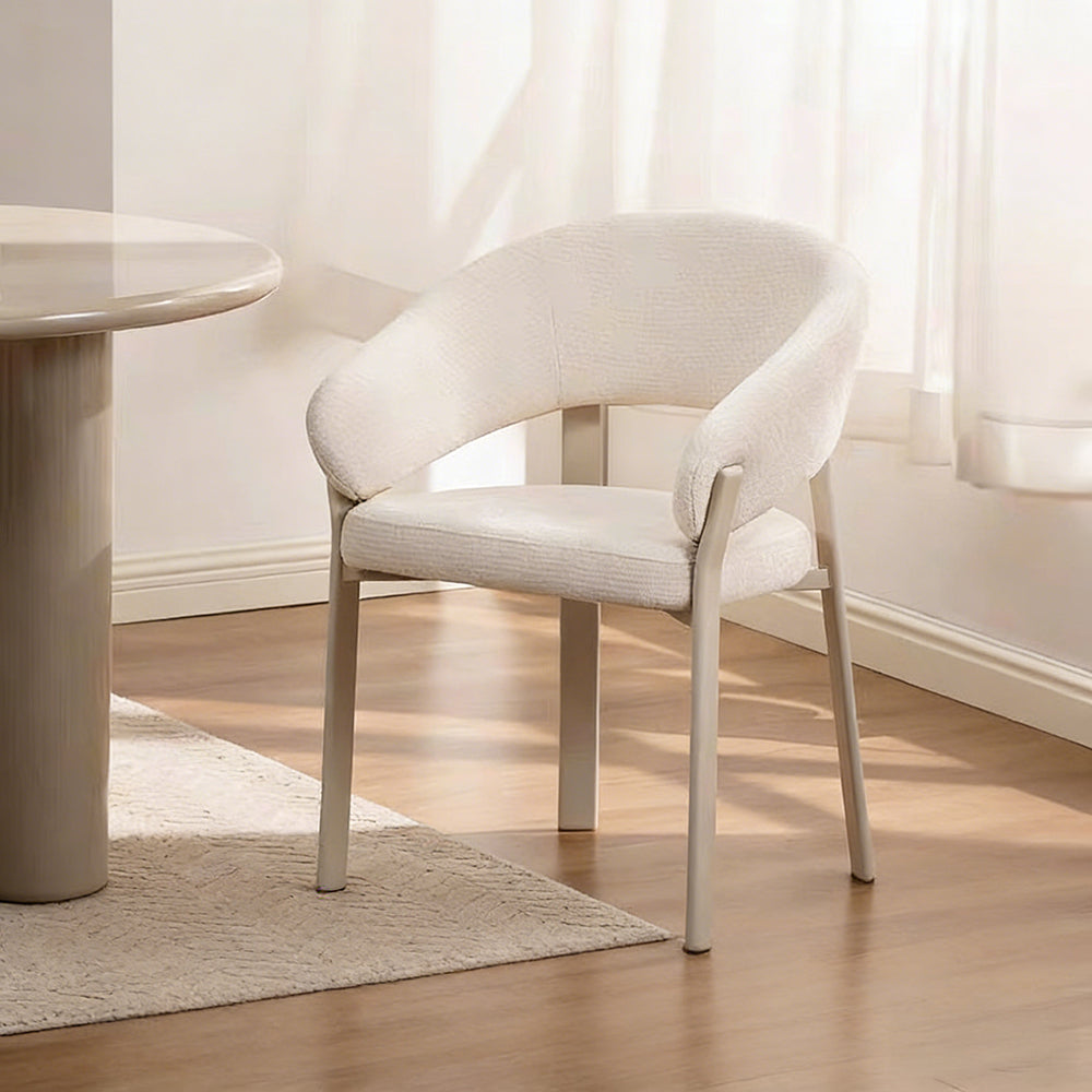 Modern Upholstered Dining Chair Curved Armrest Accent Chair with Soft Textured Fabric