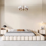Load image into Gallery viewer, Modern Minimalist Modular Bed with Soft Cushioned Edges Ultra-Fiber Leather Steel-Wood Slatted Frame

