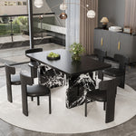 Load image into Gallery viewer, Modern Black Dining × Gray &amp; Gold Sideboard Minimalist Luxury Dining Room Bundle
