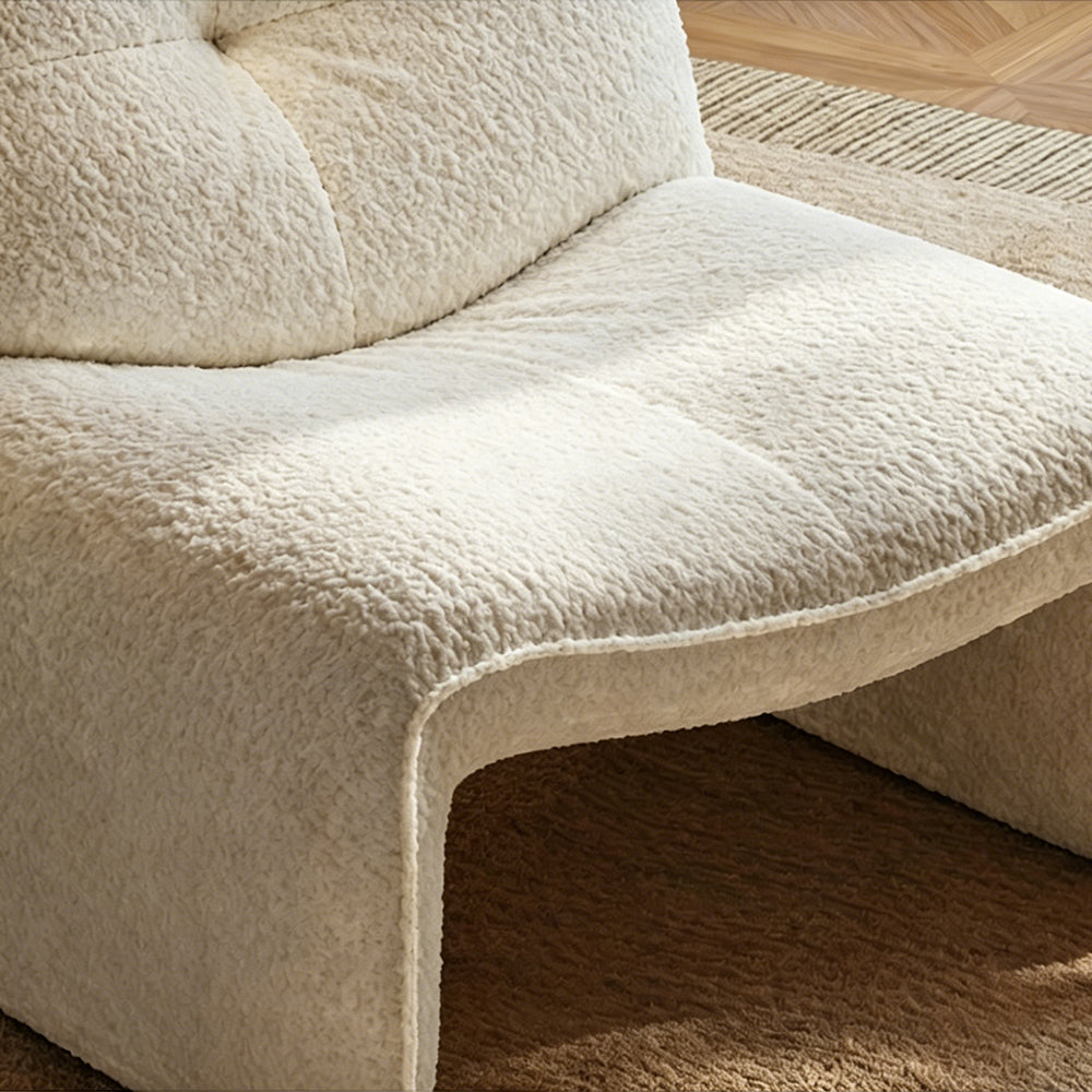 Modern Curved Bouclé Accent Lounge Chair Minimalist Armless Leisure Chair