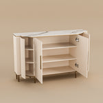 Load image into Gallery viewer, 54.6" Elegant Cream White Sideboard Buffet Cabinet with Adjustable Shelves
