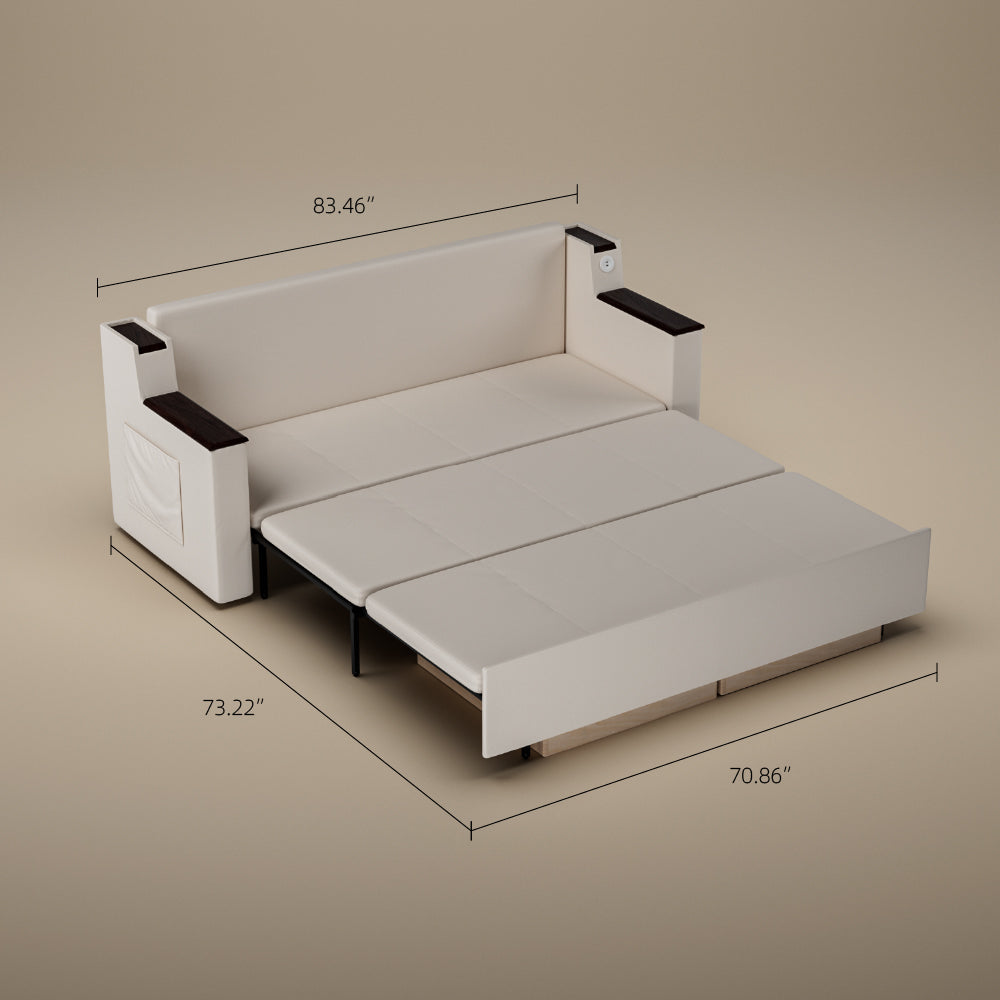 83'' 3-Seater Pull-Out Sleeper Sofa with Storage & USB Port