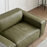 Load image into Gallery viewer, Modern Leather Sofa Boxy Low-Profile Design with Wide Arms
