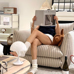 Load image into Gallery viewer, Modern Striped Upholstered Lounge Chair Minimalist Accent Armchair with Curved Arms and Deep Seat
