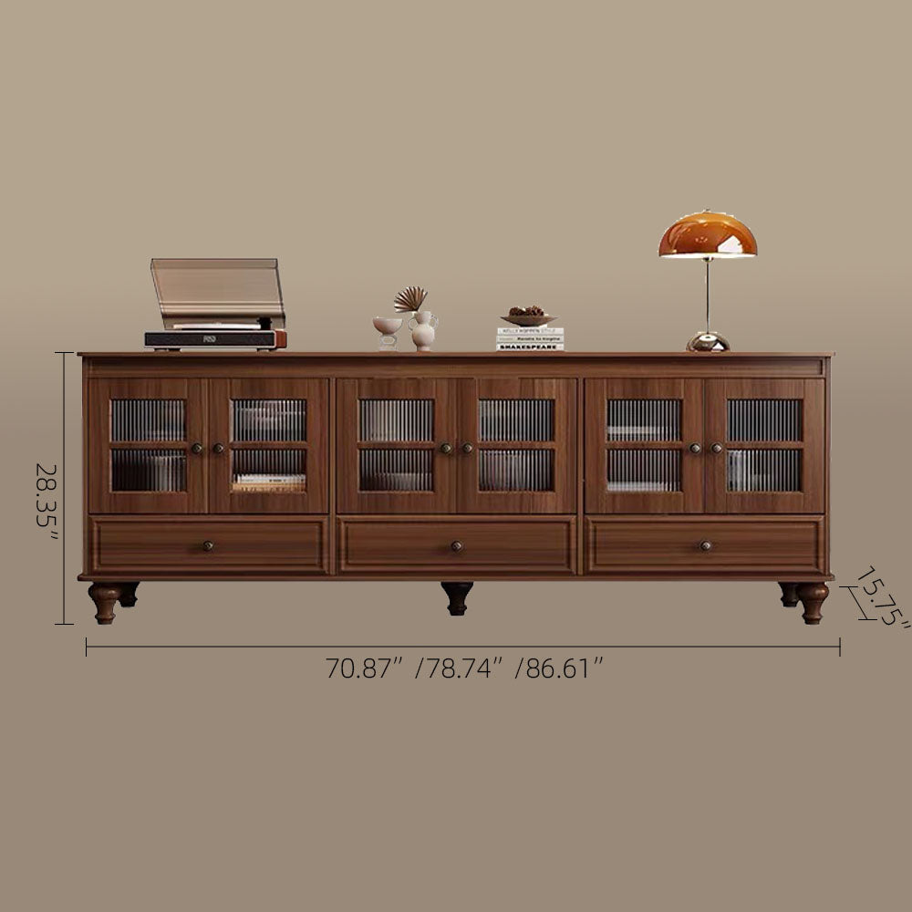 Classic Walnut Living Room Furniture Set TV Cabinet & Coffee Table with Elegant Vintage Detailing