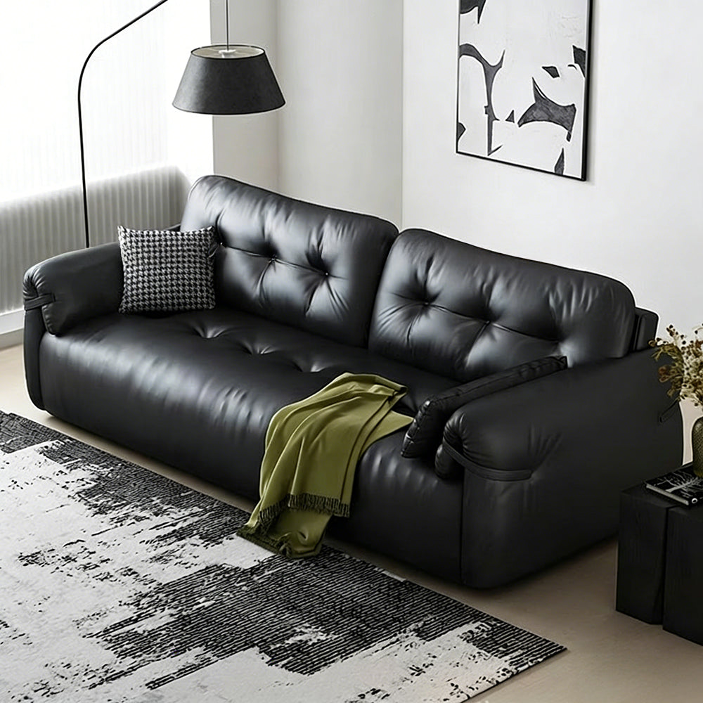 Modern Faux Leather Sofa Bed Convertible Sleeper Sofa Minimalist Folding Couch for Living Room