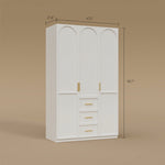 Load image into Gallery viewer, Modern Elegance 3-Door White Wardrobe with Drawers Multi-Section Storage with Drawers and Hanging Space
