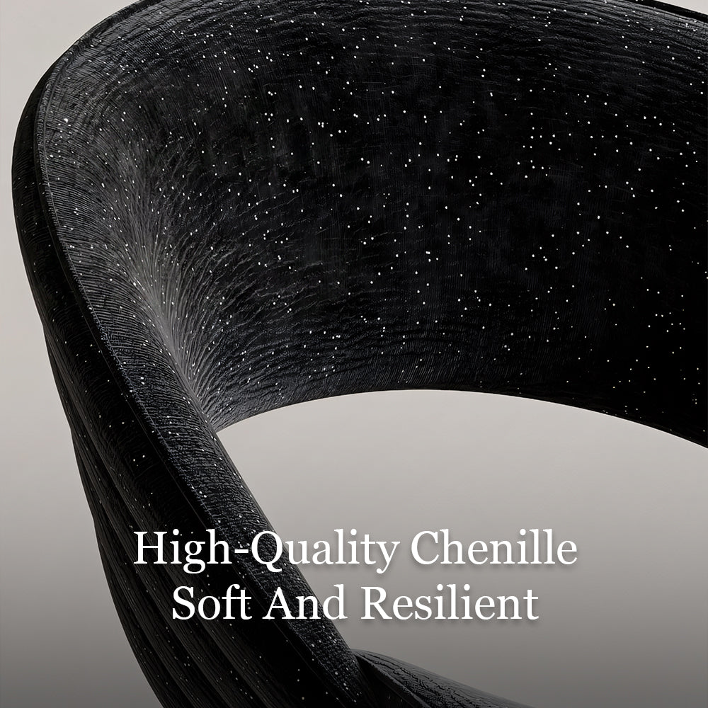 Modern Black Curved Dining Chair with Stainless Steel Legs Minimalist Accent Chair 1 Piece