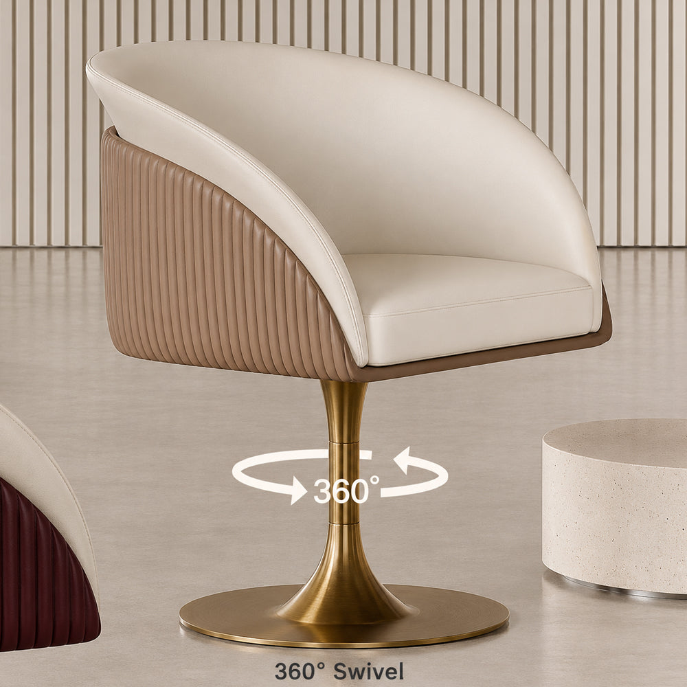 Modern Luxury Swivel Accent Chair Upholstered Vanity Chair with Gold Pedestal Base 1 Piece
