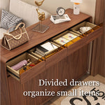 Load image into Gallery viewer, 55.1''/62.9'' Modern Walnut Shoe Cabinet with Storage Drawers Large Capacity Entryway Organizer
