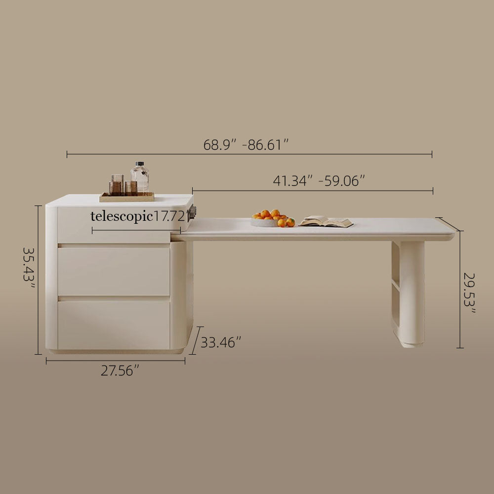 White Multi-Function Expandable Kitchen Island with Storage & Built-In Outlets