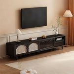 Load image into Gallery viewer, TV Stand &amp; Coffee Table Set with Cane Drawers Mid-Century Modern Style Spacious Storage Elegant Design
