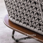 Load image into Gallery viewer, Modern Outdoor Lounge Chair with Handwoven Rope Backrest and Solid Wood Base
