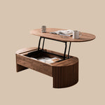 Load image into Gallery viewer, 46.8&#39;&#39; Oval Lift Top Coffee Table Medium Size Wooden Finish Hidden Storage Elegant Design

