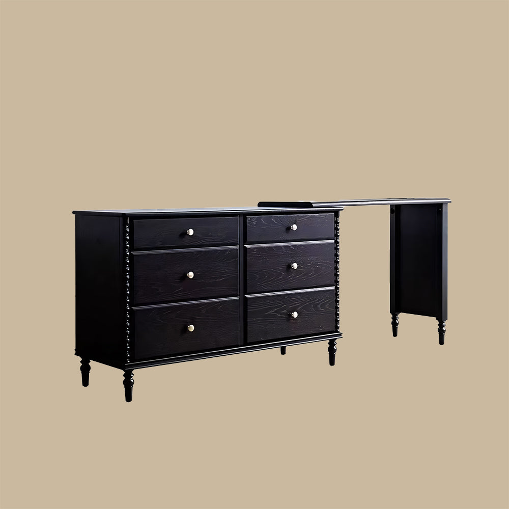 Solid Wood 6-Drawer Vanity Desk with Spacious Storage