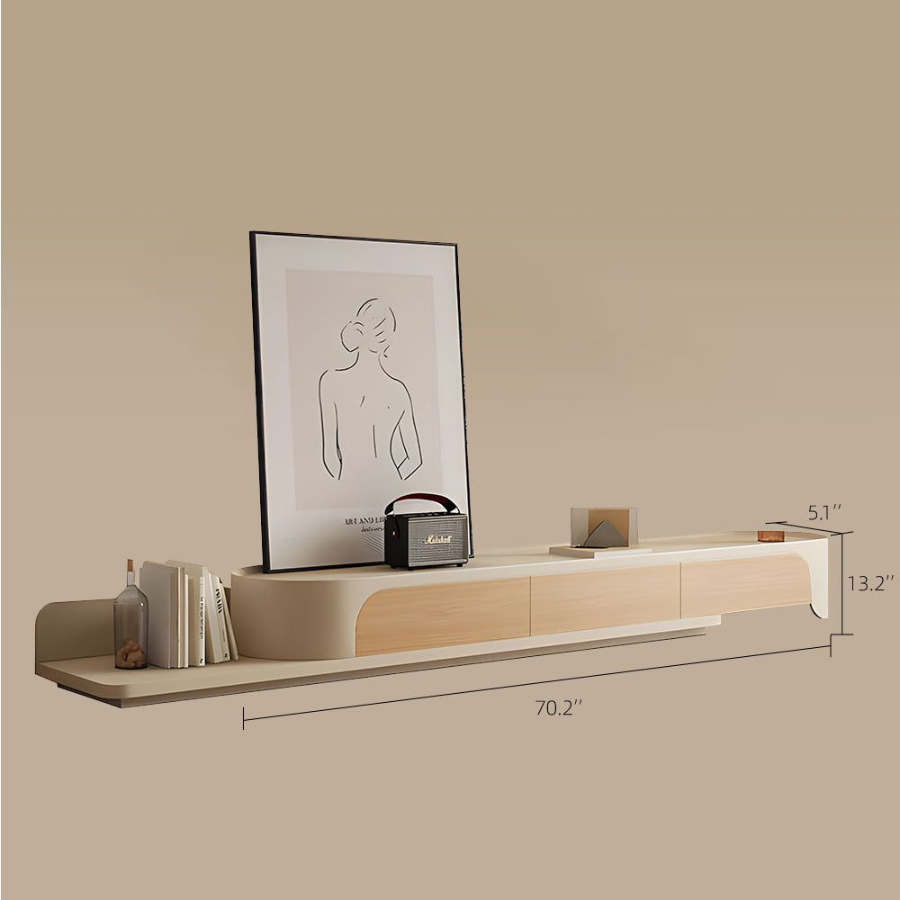Minimalist Modern Extendable TV Stand with Curved Edges and Low-Profile Design