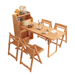 Load image into Gallery viewer, 69&#39;&#39; Rattan Dining Cabinet Table Set Foldable Storage Multi-Chair Design Solid Wood Finish

